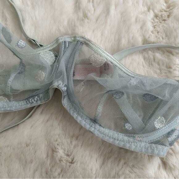 Victoria’s Secret sheer baby blue bra lingerie with polka dots - Picture 6 of 10